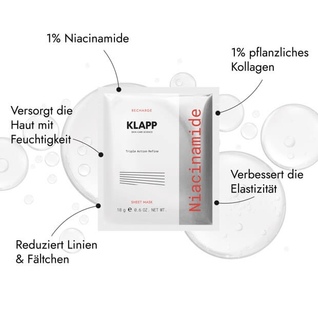 Klapp RECHARGE Niacinamide Triple Action Refine Sheet Mask